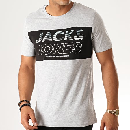 Jack And Jones - Tee Shirt Slim Jonah Gris Chiné Noir