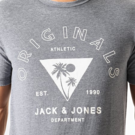 Jack And Jones - Tee Shirt New Hero Gris Chiné Blanc