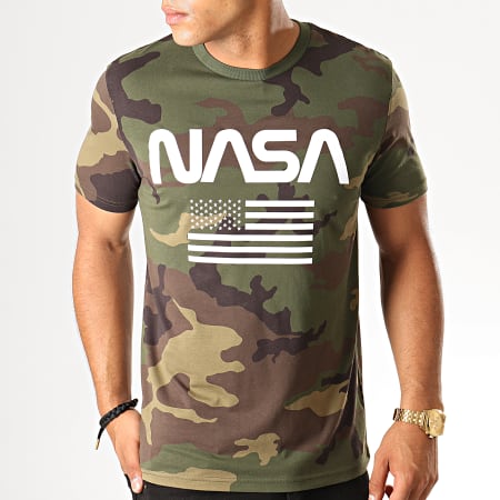 NASA - Tee Shirt Flag Camouflage Vert Kaki