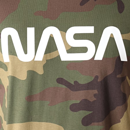 NASA - Camiseta Camuflaje Logo Gusano Verde Caqui