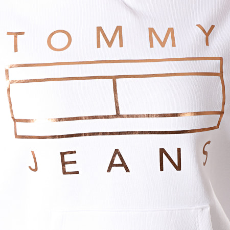 Tommy Jeans - Sweat Capuche Femme Essential Logo 7122 Blanc Cuivre