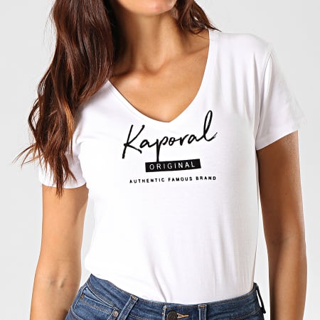 Kaporal - Tee Shirt Col V Femme Xavrah Blanc