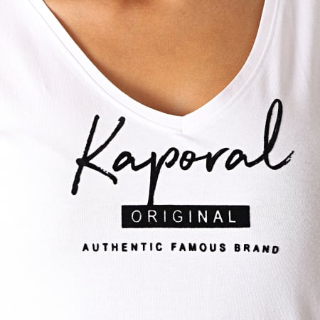 Kaporal - Tee Shirt Col V Femme Xavrah Blanc