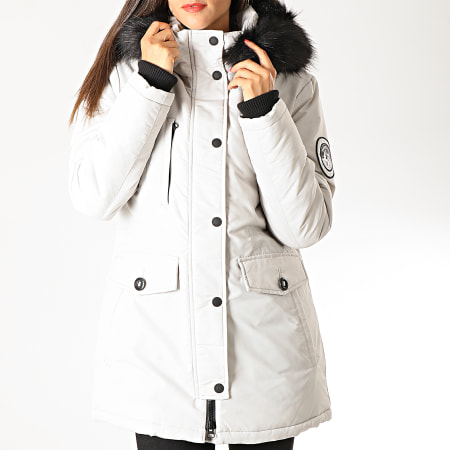 Superdry Parka Femme Fourrure Ashley Everest 5000010A Gris Clair