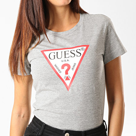 Guess - Tee Shirt Femme W94I29-K19U1 Gris Chiné Blanc Rouge
