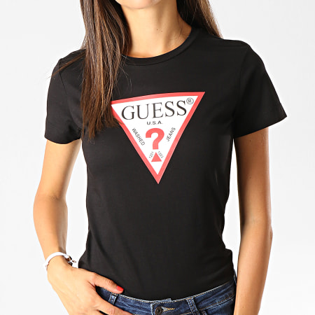 Guess - Tee Shirt Femme W94I29-K19U1 Noir Blanc Rouge