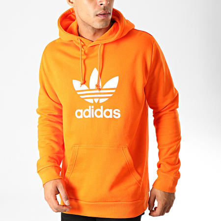 Adidas Originals - Sweat Capuche Trefoil ED6078 Orange Blanc