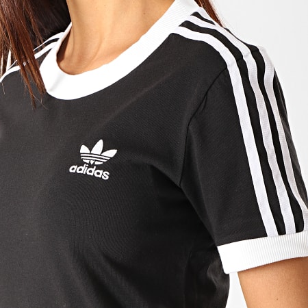Adidas Originals - Tee Shirt Femme 3 Stripes ED7482 Noir Blanc