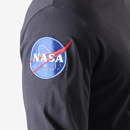 Alpha Industries - Tee Shirt Poche Manches Longues NASA Bleu Marine