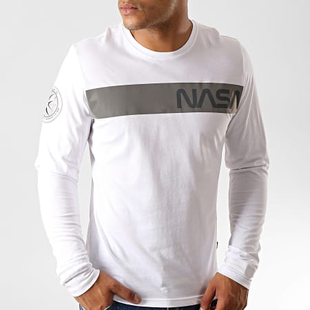 Alpha Industries - Tee Shirt Manches Longues NASA RS Reflective Blanc
