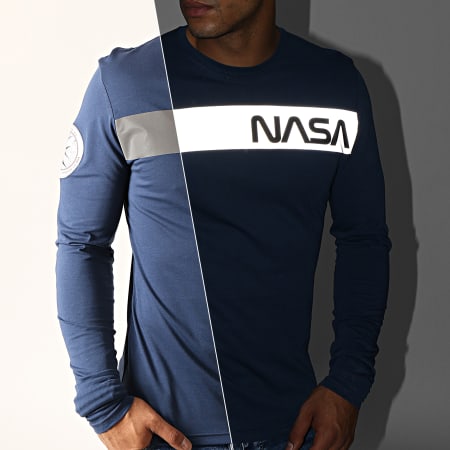 Alpha Industries - Tee Shirt Manches Longues NASA RS Bleu Marine