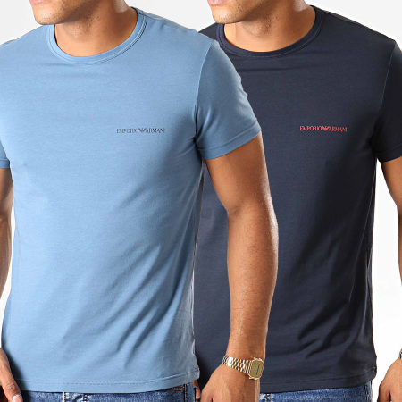 Emporio Armani - Lot De 2 Tee Shirts 111267-9A717 Bleu Marine Foncé Bleu Clair