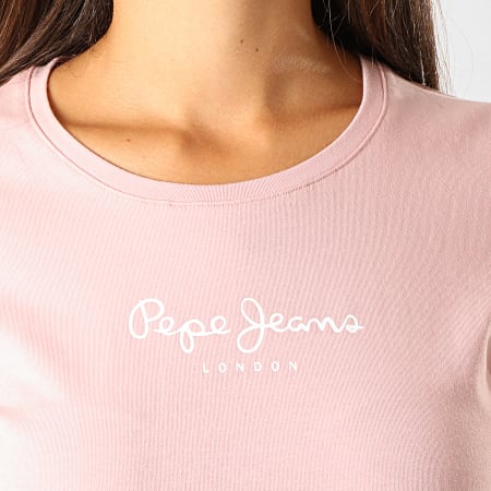 Pepe Jeans - Tee Shirt Femme Virginia Rose Pâle Blanc
