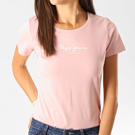 Pepe Jeans - Tee Shirt Femme Virginia Rose Pâle Blanc