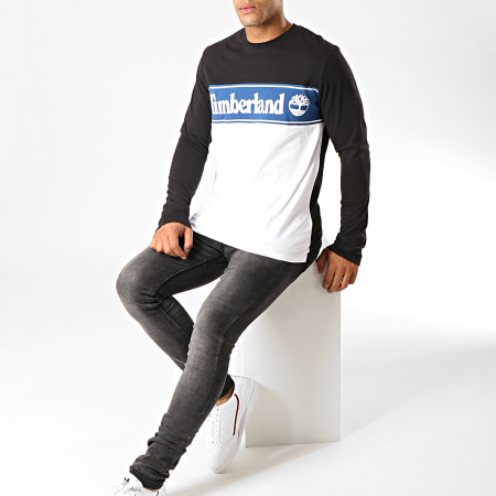 Timberland - Tee Shirt Manches Longues Cut And Sew A1Z24 Noir Blanc
