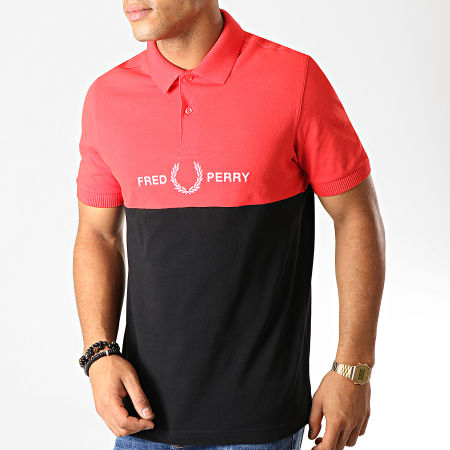 Fred Perry - Polo Manches Courtes Block Graphic M7508 Rouge Noir Blanc