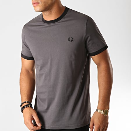 Fred Perry - Tee Shirt Ringer M3519 Gris Anthracite Noir