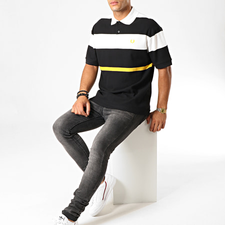 Fred Perry - Polo Manches Courtes Bold Stripe M750 Noir Blanc