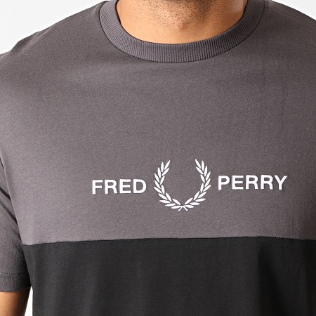 Fred Perry - Tee Shirt Block Graphic M7531 Gris Anthracite Noir Blanc