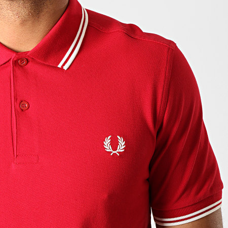 Fred Perry - Polo Manches Courtes Twin Tipped M3600 Rouge Bordeaux Blanc