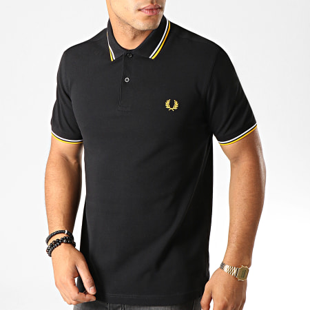 Fred Perry - Polo Manches Courtes Twin Tipped M3600 Noir Blanc Jaune