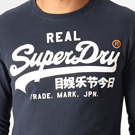 Superdry - Tee Shirt Manches Longues Vintage Logo 1ST Duo M6000019A Bleu Marine Blanc
