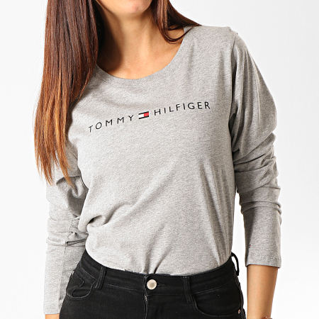 Tommy Hilfiger - Tee Shirt Manches Longues Femme CN Logo 1910 Gris Chiné