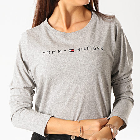Tommy Hilfiger - Tee Shirt Manches Longues Femme CN Logo 1910 Gris Chiné