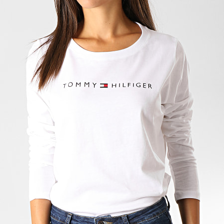 Tommy Hilfiger - Tee Shirt Manches Longues Femme CN Logo 1910 Blanc