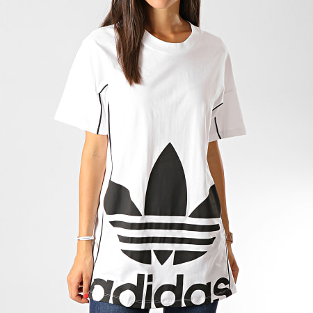 Adidas Originals - Tee Shirt Oversize Femme ED4771 Blanc Noir