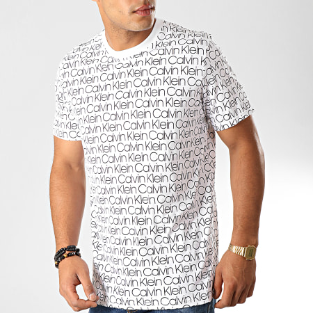 Calvin Klein - Tee Shirt Modulus Logo Print 1699 Blanc Noir