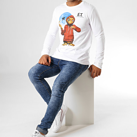 E.T. L'Extraterrestre - Tee Shirt Manches Longues Hoodie Blanc
