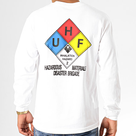 HUF - Tee Shirt Manches Longues Hazard Blanc