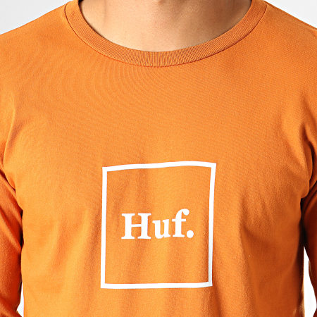 HUF - Tee Shirt Manches Longues Domestic Ocre Orange Blanc