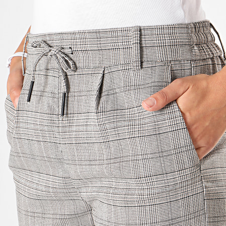 Only - Pantalones Mujer Poptrash Carréaux Easy Think Gris Marrón
