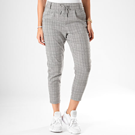 Only - Pantalones Mujer Poptrash Carréaux Easy Think Gris Marrón