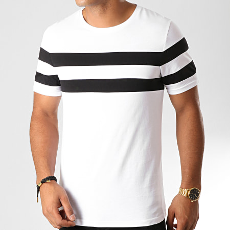 LBO - Tee Shirt Avec Bandes Bicolore 911 Noir Blanc
