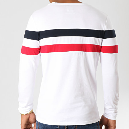 LBO - Tee Shirt Manches Longues Avec Bandes Tricolore 906 Bleu Marine Rouge Blanc