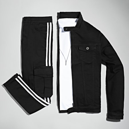 LBO - Set di 2 camicie a collo alto a maniche lunghe bianche e nere Uni 892