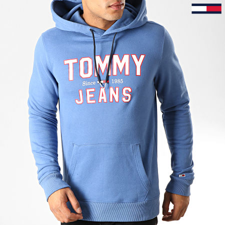 Tommy Jeans - Sweat Capuche Essential 1985 Logo 7025 Bleu Clair