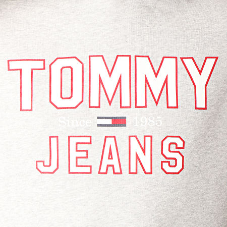 Tommy Jeans - Sweat Capuche Essential 1985 Logo 7025 Gris Clair Chiné