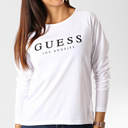 Guess - Tee Shirt Manches Longues Femme O94I08-JR05S Blanc