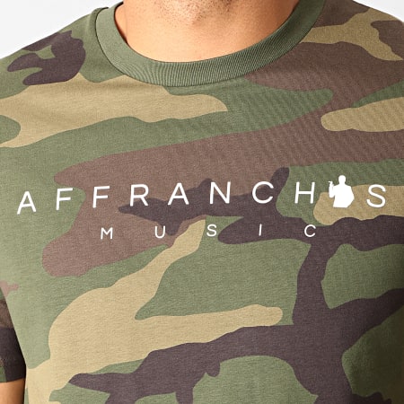 Affranchis Music - Camiseta de camuflaje verde caqui