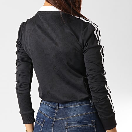 Adidas Originals - Tee Shirt Manches Longues Femme A Bandes ED7481 Noir Blanc