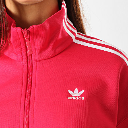 Adidas Originals - Veste Zippée Crop Femme A Bandes ED4755 Rose Fushia Blanc
