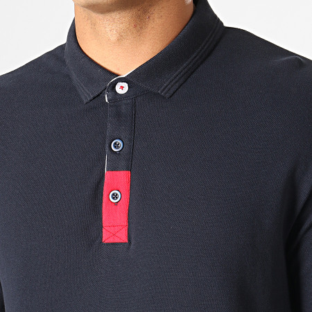 American People - Polo Manches Longues Penny Bleu Marine Rouge Blanc
