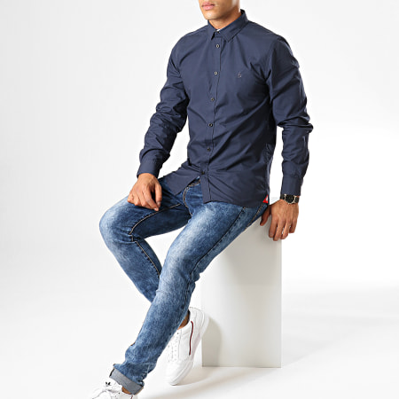 American People - Chemise Manches Longues Page Bleu Marine