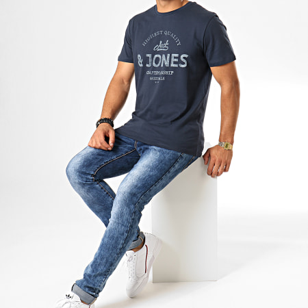 Jack And Jones - Tee Shirt Custom Bleu Marine