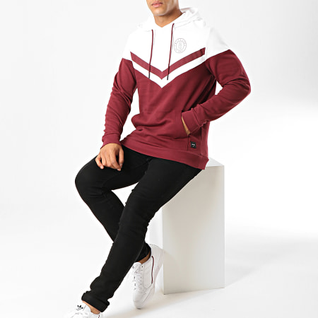 Only And Sons - Sweat Capuche Wagner Bordeaux Blanc
