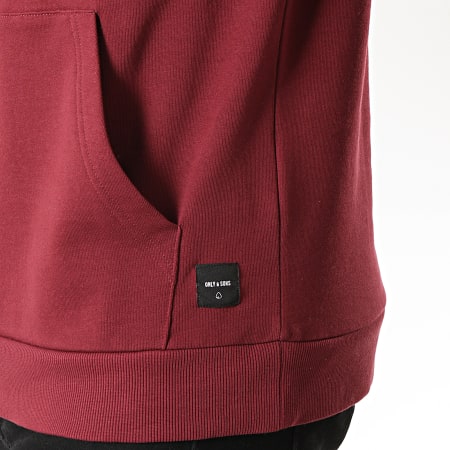 Only And Sons - Sweat Capuche Wagner Bordeaux Blanc